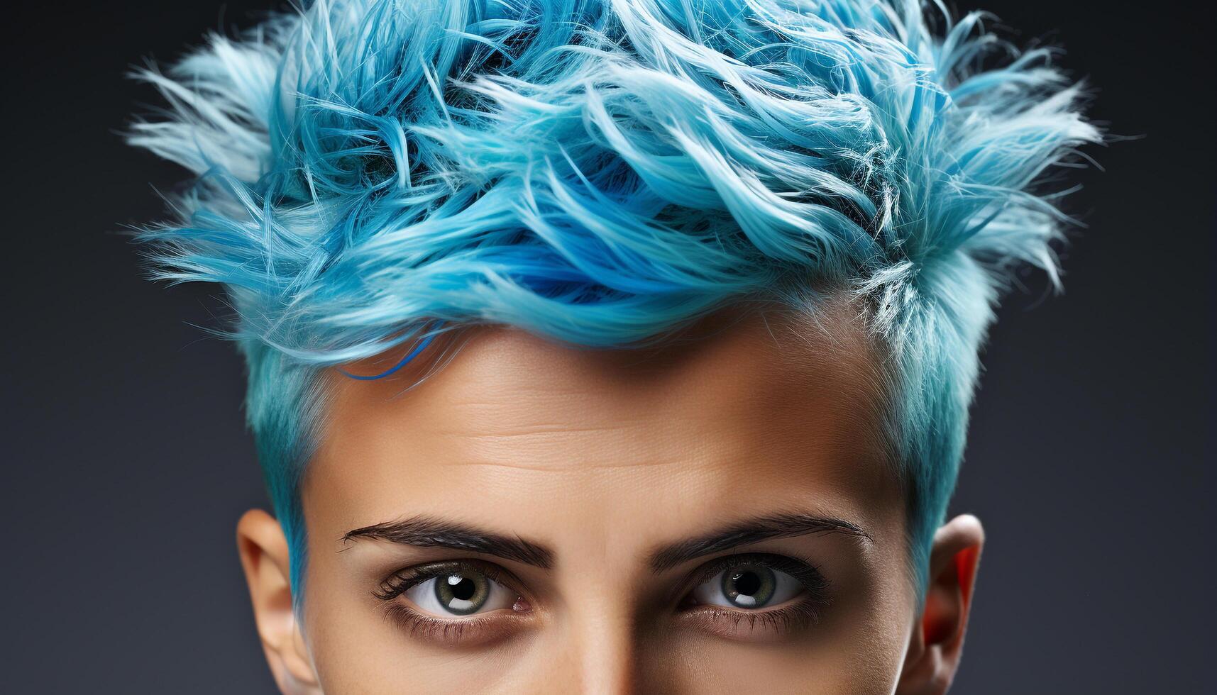 AI generated One person, portrait, close up, hairstyle, human face, caucasian ethnicity, beauty, women, young adult, studio shot generated by AI photo