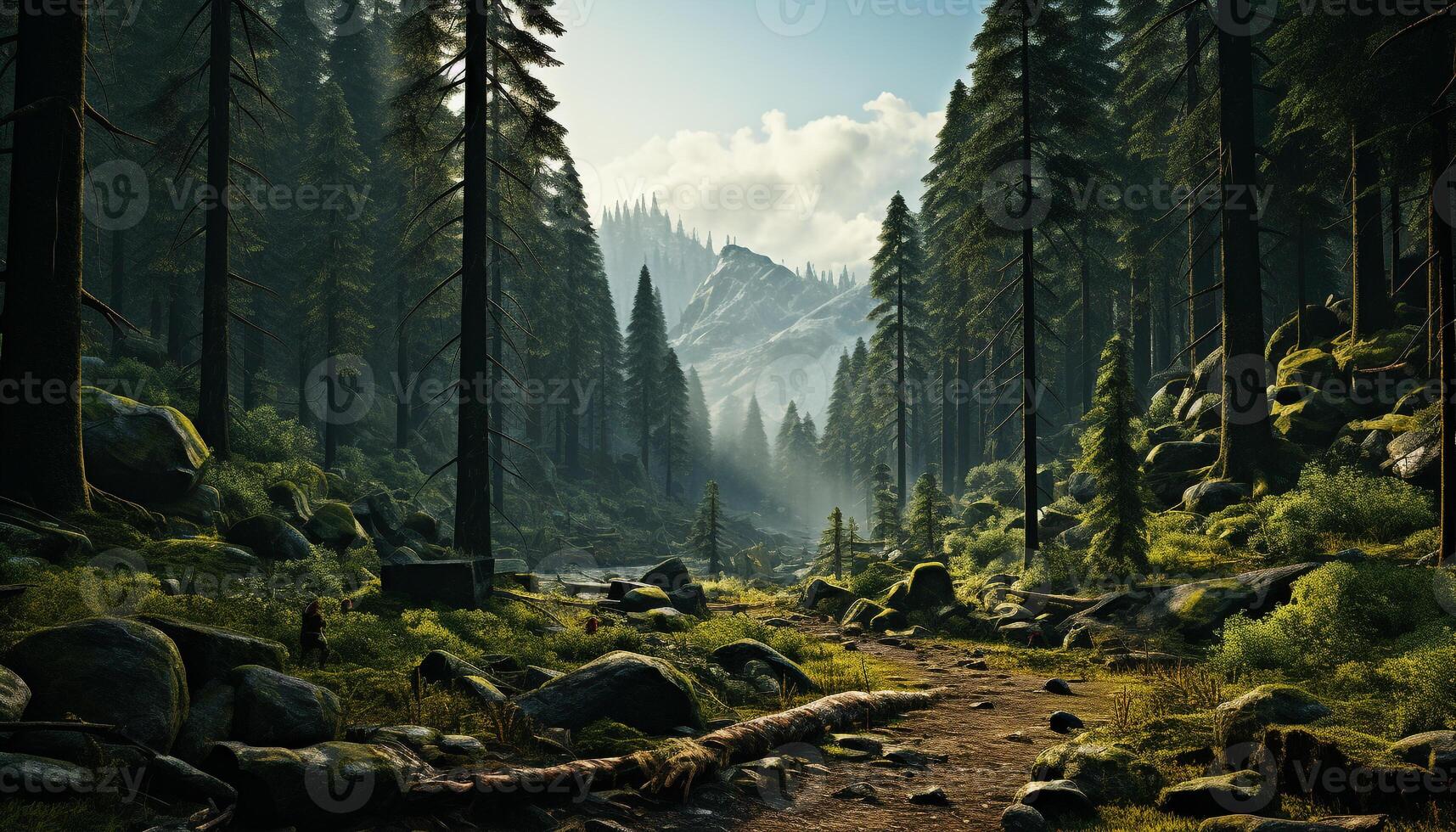AI generated Majestic mountain peak, tranquil scene, nature beauty in autumn generated by AI photo