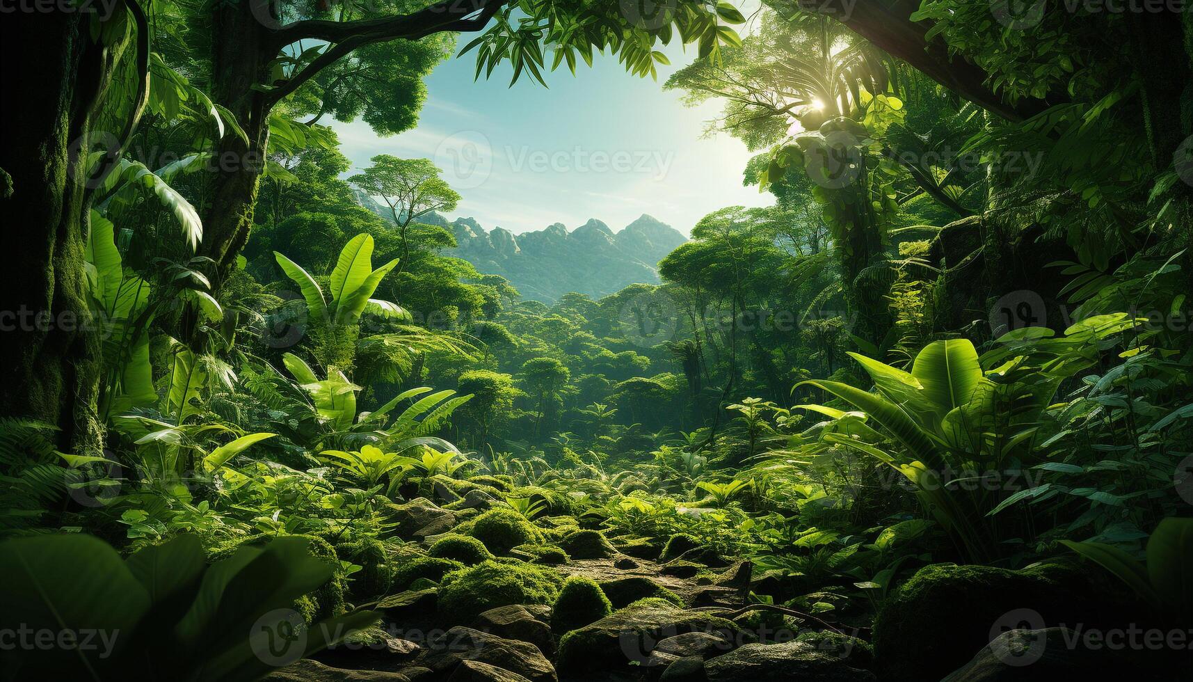 ai generado tranquilo tropical selva lozano verde, húmedo, misterioso belleza en naturaleza generado por ai foto