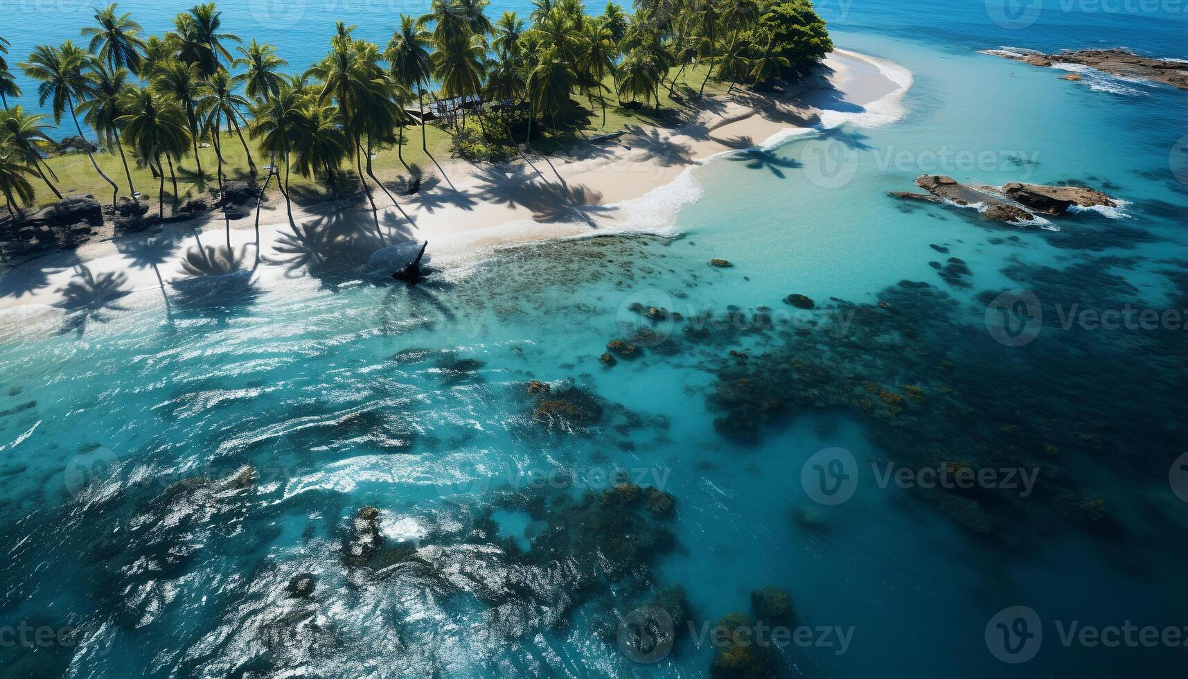 AI generated Tropical coastline, turquoise water, palm trees perfect summer vacation generated by AI photo