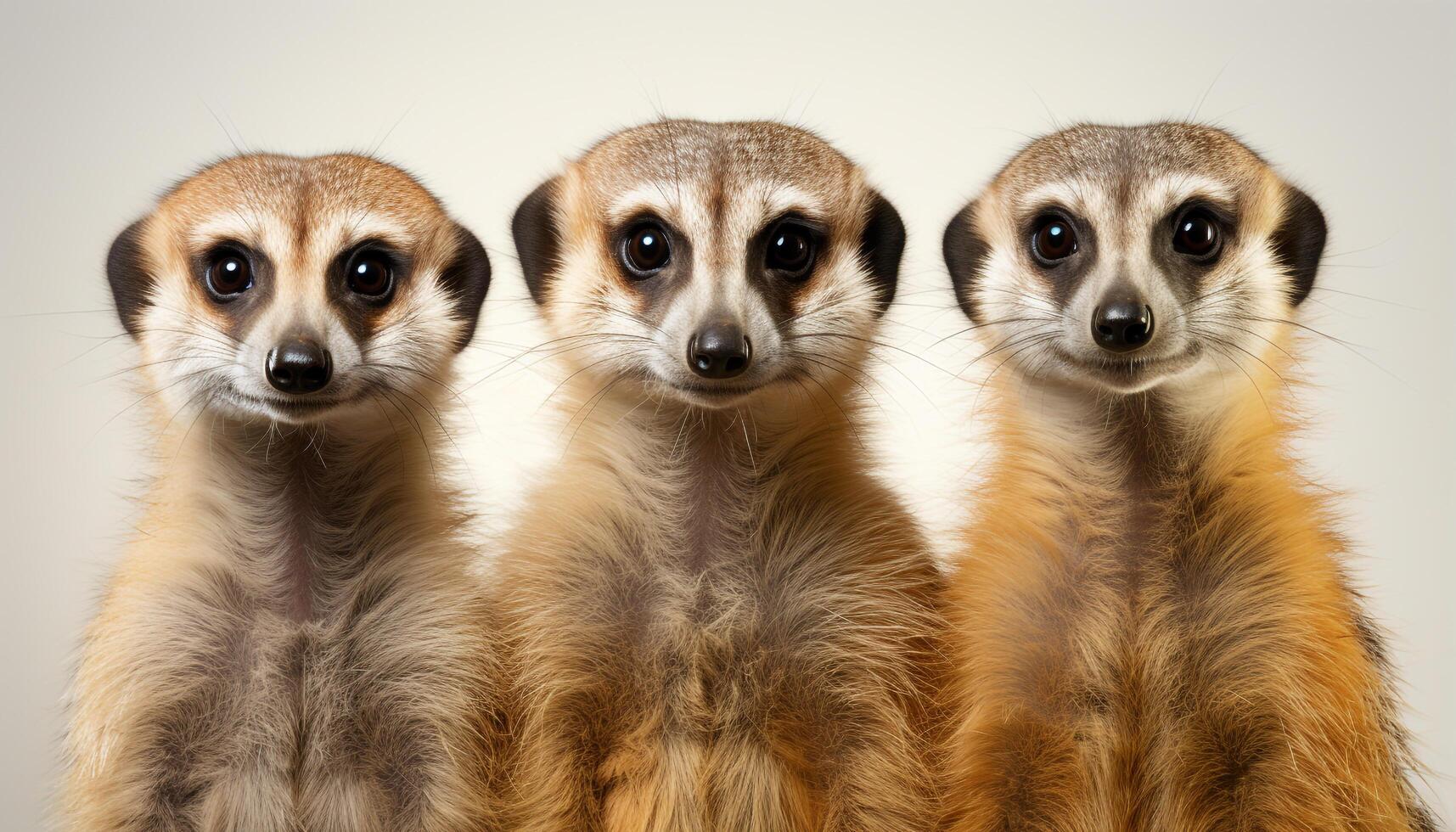 AI generated Cute small mammal looking at camera, fluffy lemur in studio generated by AI photo