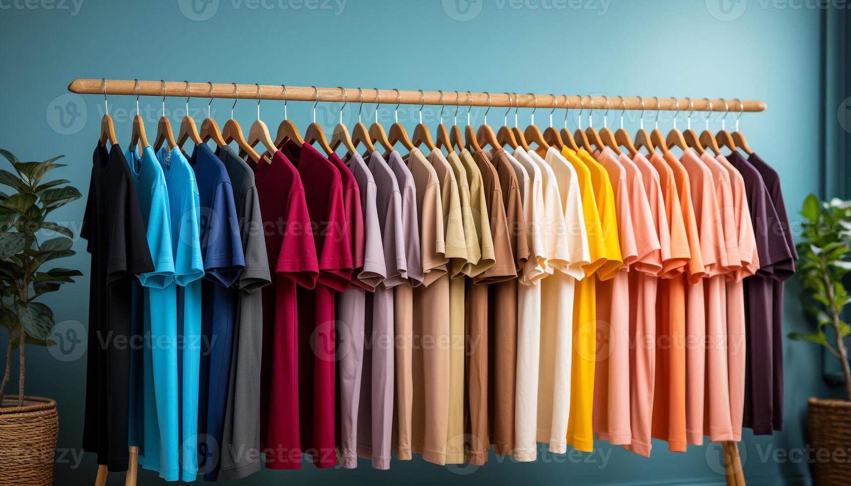 AI generated Fashion store displays vibrant collection of multi colored clothing options generated by AI photo