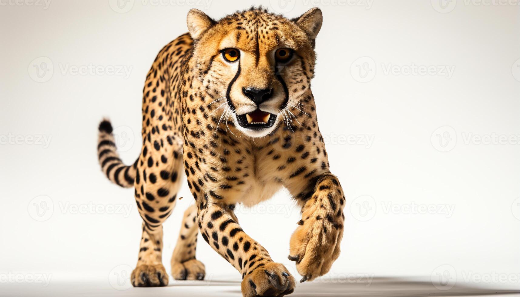 AI generated Majestic cheetah, endangered big cat, walking in African wilderness generated by AI photo