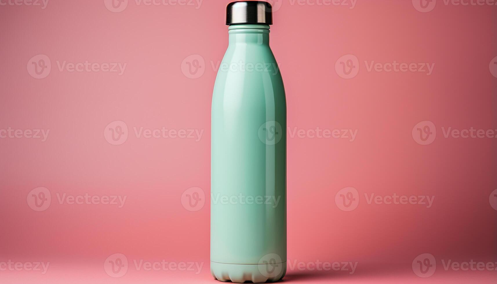 AI generated Empty glass bottle with clean, transparent liquid for refreshing drink generated by AI photo