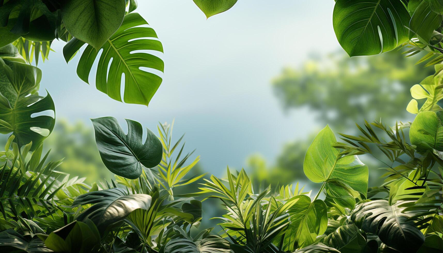 ai generado Fresco verde hojas en un árbol en un vibrante bosque generado por ai foto