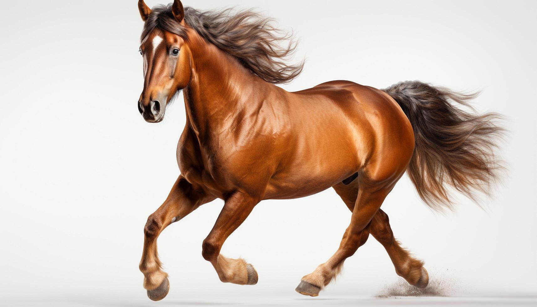 AI generated Running stallion in nature, showcasing beauty and freedom outdoors generated by AI photo