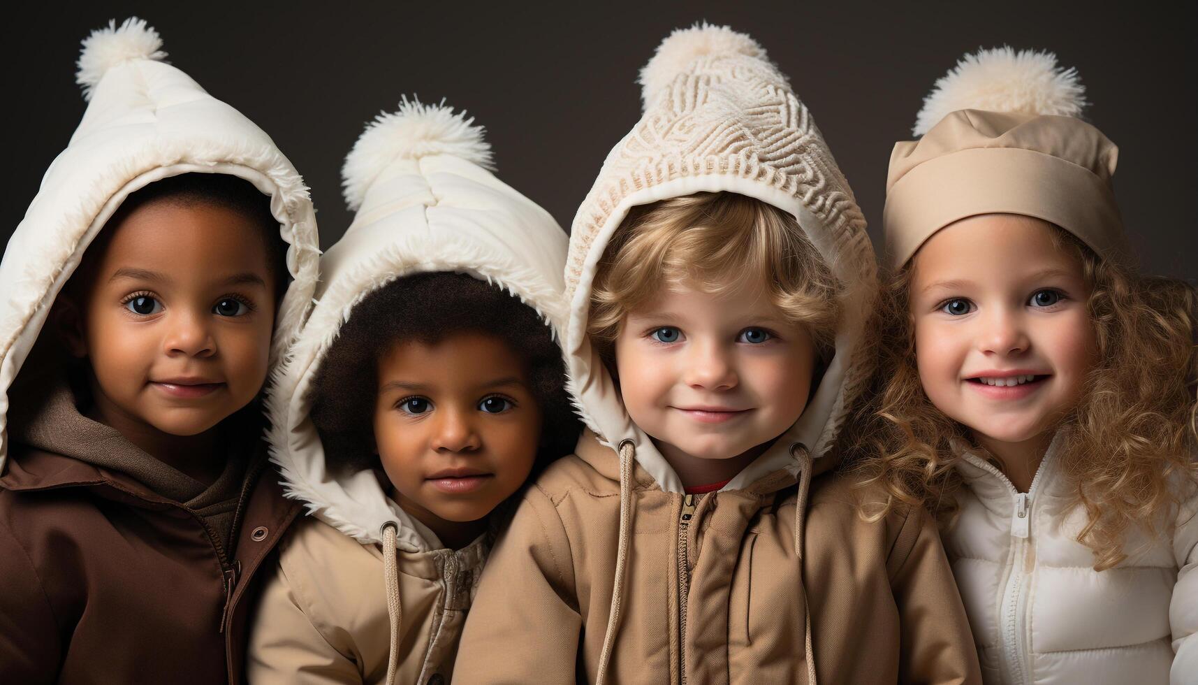 ai generado sonriente linda Niños y alegre chicas, felicidad en retrato generado por ai foto