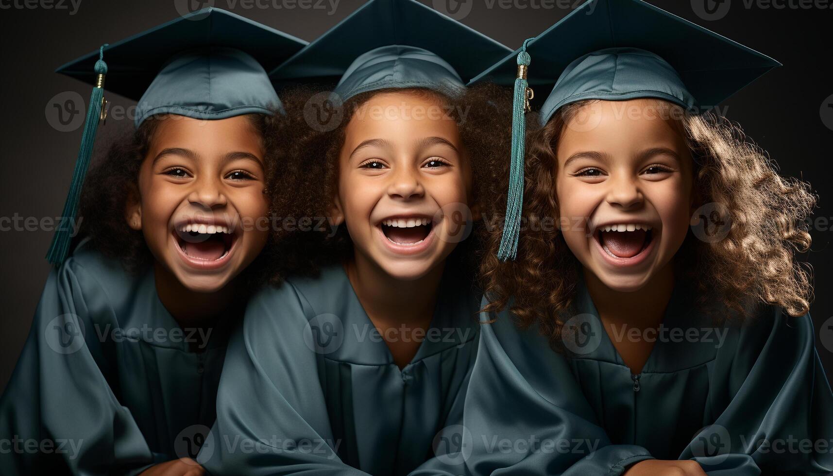 AI generated Smiling education brings happiness, success, and joy to childhood generated by AI photo