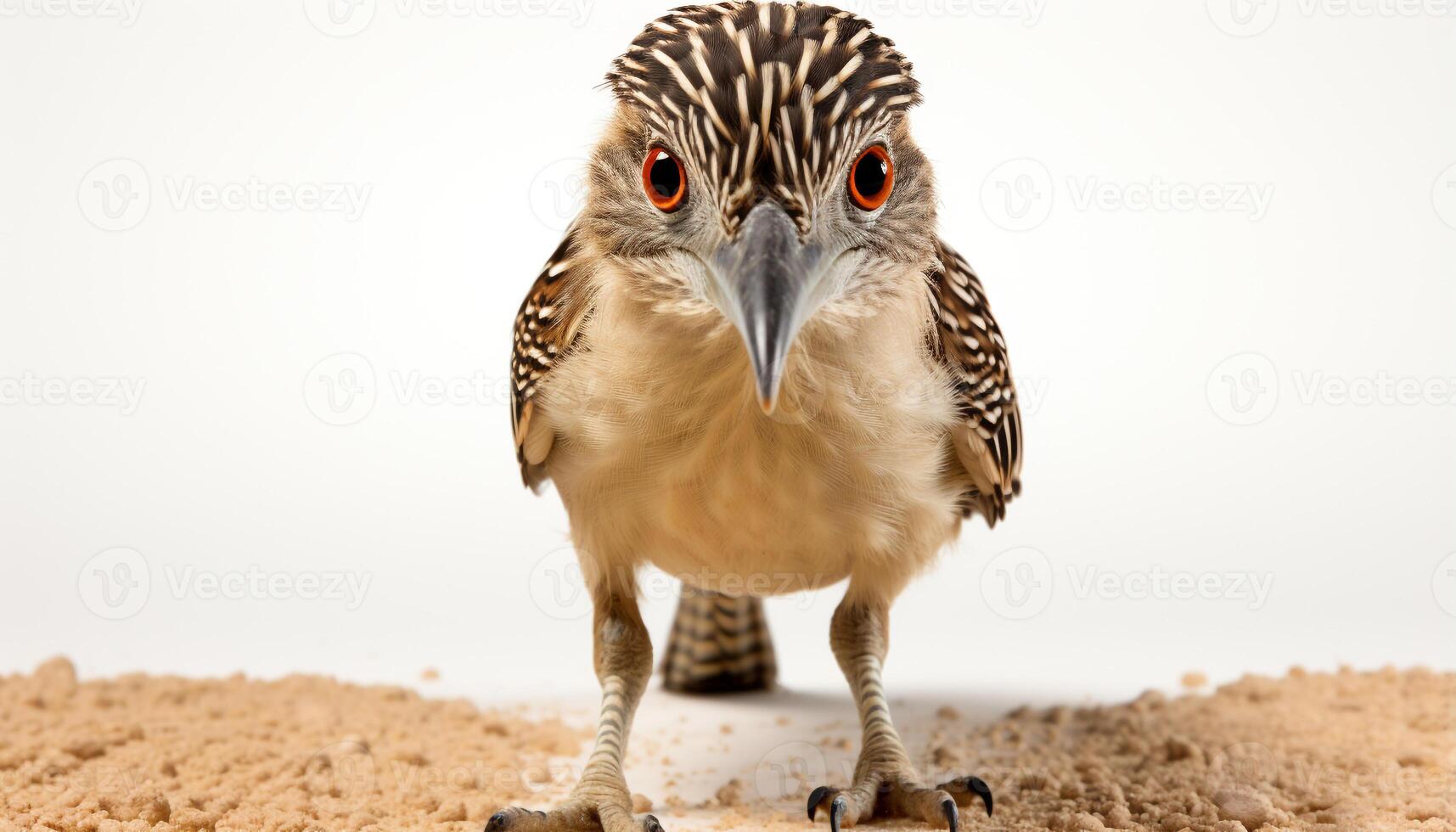 AI generated Cute hawk perching on branch, looking at camera, striped feather generated by AI photo