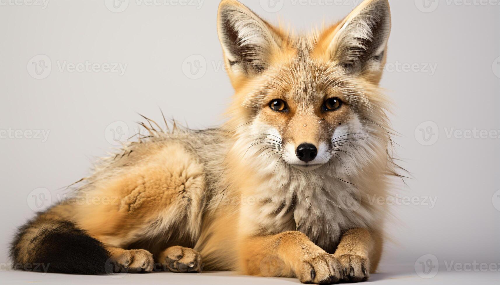 AI generated Cute red fox looking at camera, sitting in nature generated by AI photo