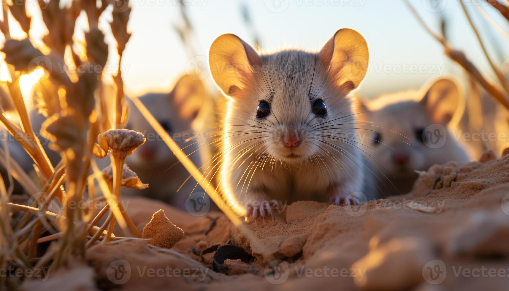 AI generated Cute small mammal sitting in grass, playful and alert generated by AI photo