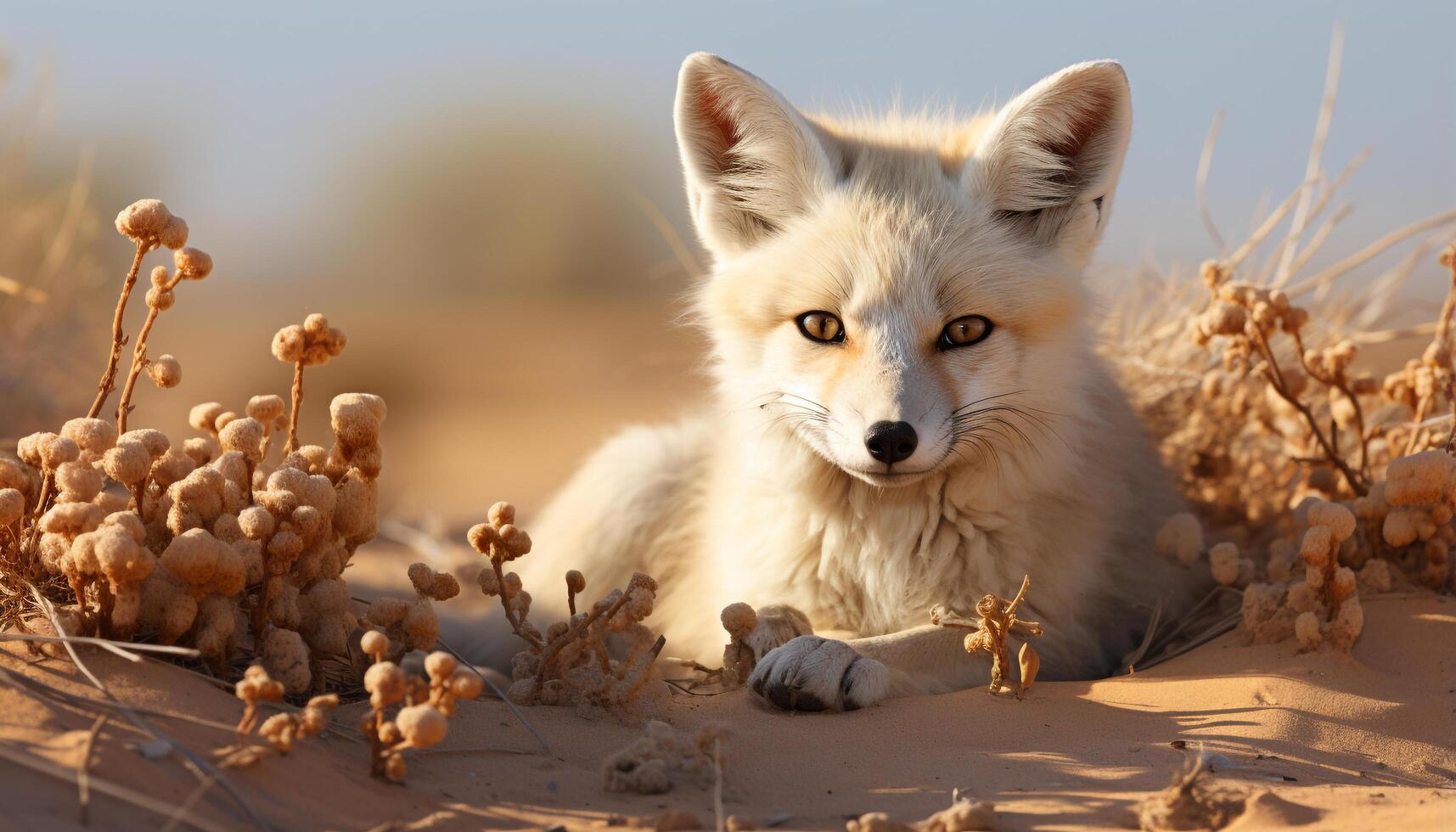 AI generated A cute puppy sitting on grass, looking at the camera generated by AI photo