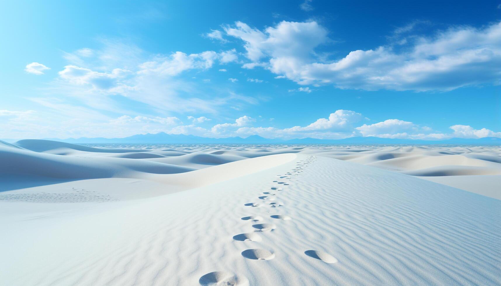 AI generated Walking on a remote sand dune, nature tranquil beauty generated by AI photo