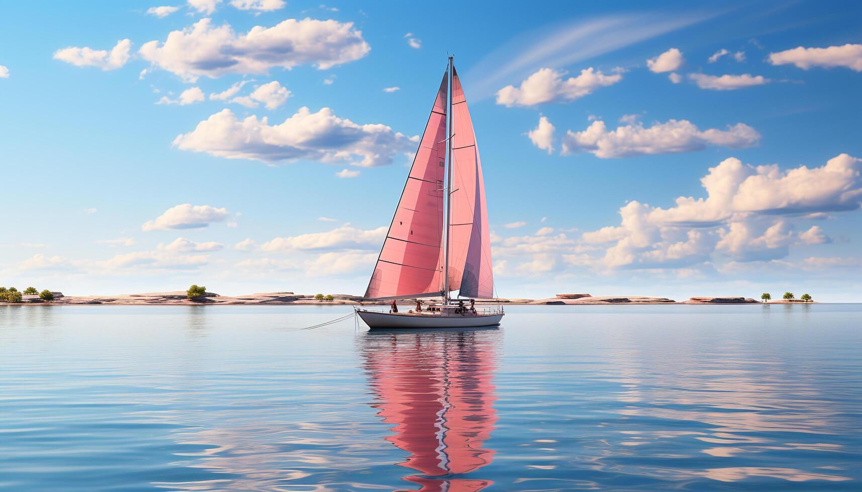 AI generated Sailing yacht glides on tranquil water, reflecting nature beauty generated by AI photo