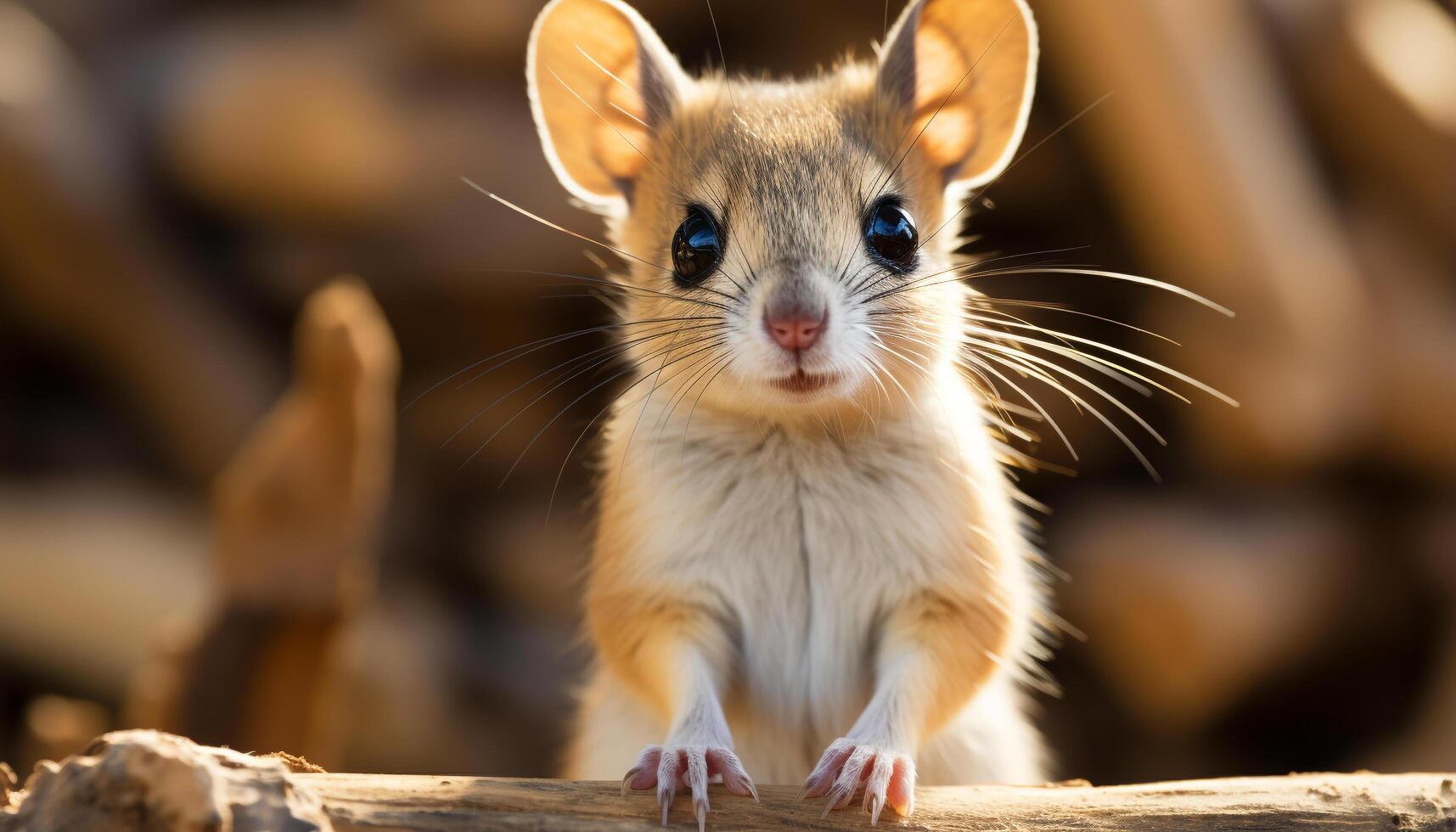 AI generated Cute small mammal sitting outdoors, looking at camera with curiosity generated by AI photo