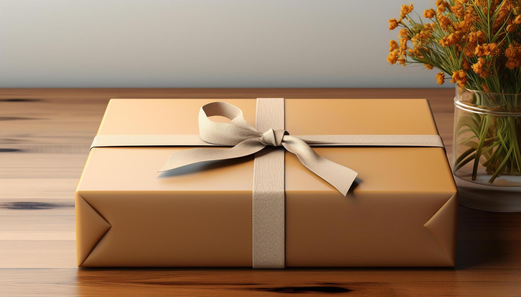 AI generated A decorated gift box, wrapped with love, for a birthday celebration generated by AI photo