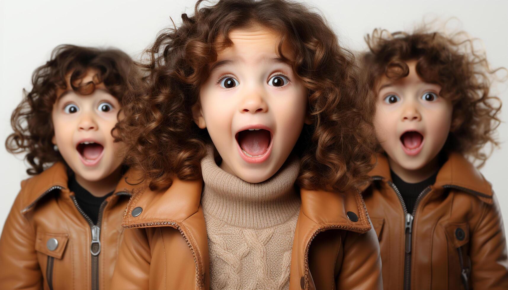 AI generated Cute boys and girls playing, laughing, and shouting with excitement generated by AI photo