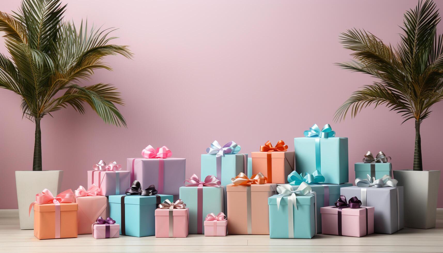 AI generated A modern gift box decoration for a birthday celebration generated by AI photo