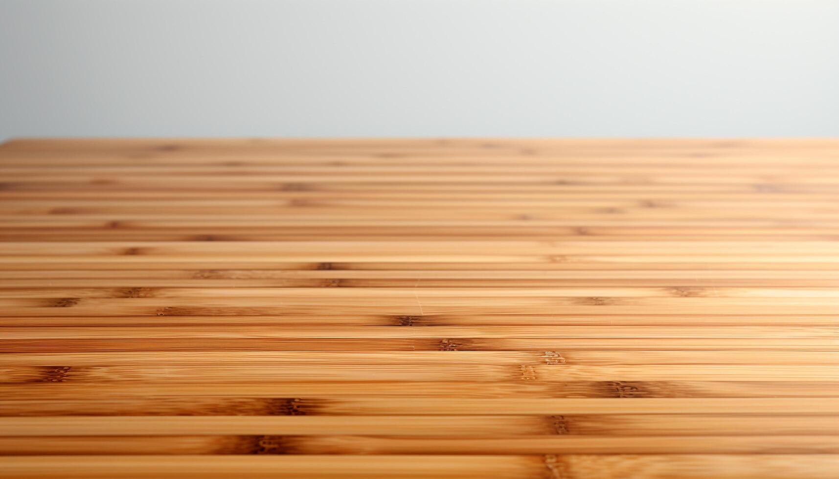 AI generated Old fashioned wooden plank table in a modern empty room generated by AI photo