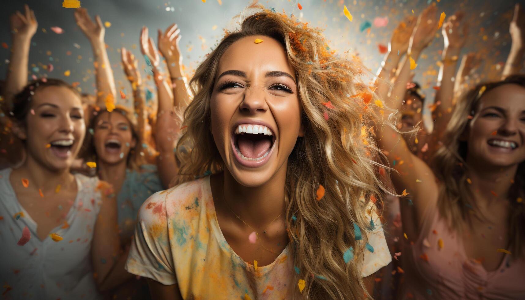 AI generated Young adults enjoying a fun, carefree party with friends generated by AI photo