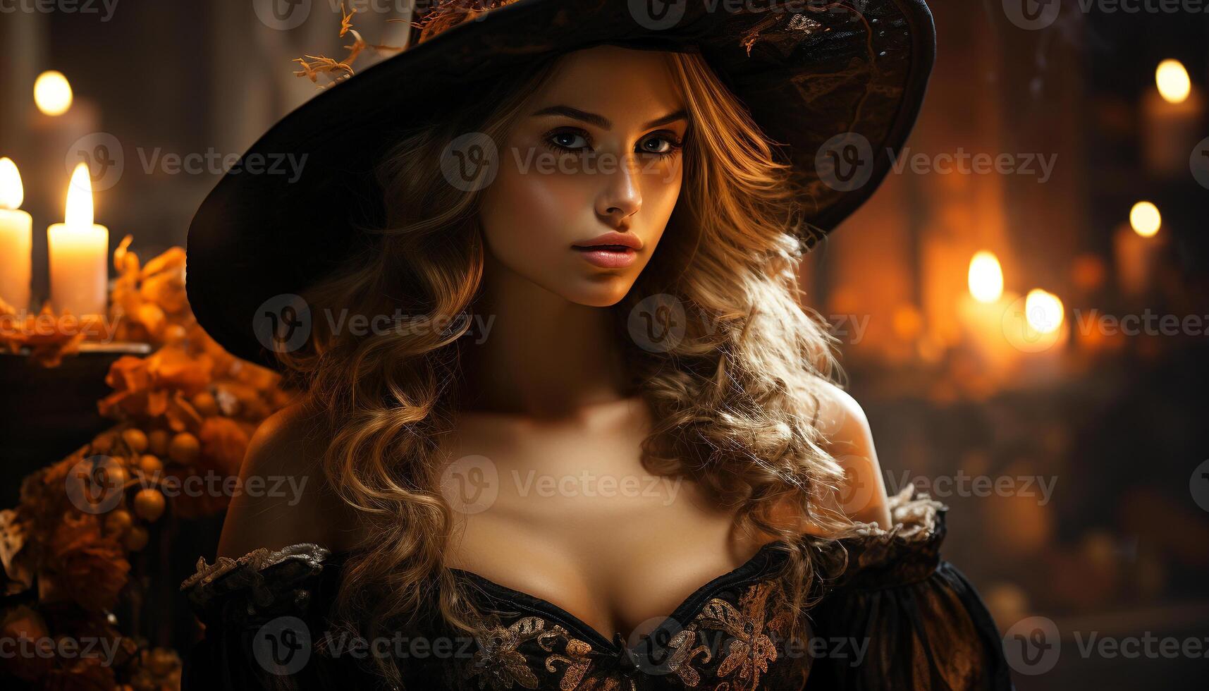 AI generated Beautiful young woman with long blond hair, looking at camera generated by AI photo