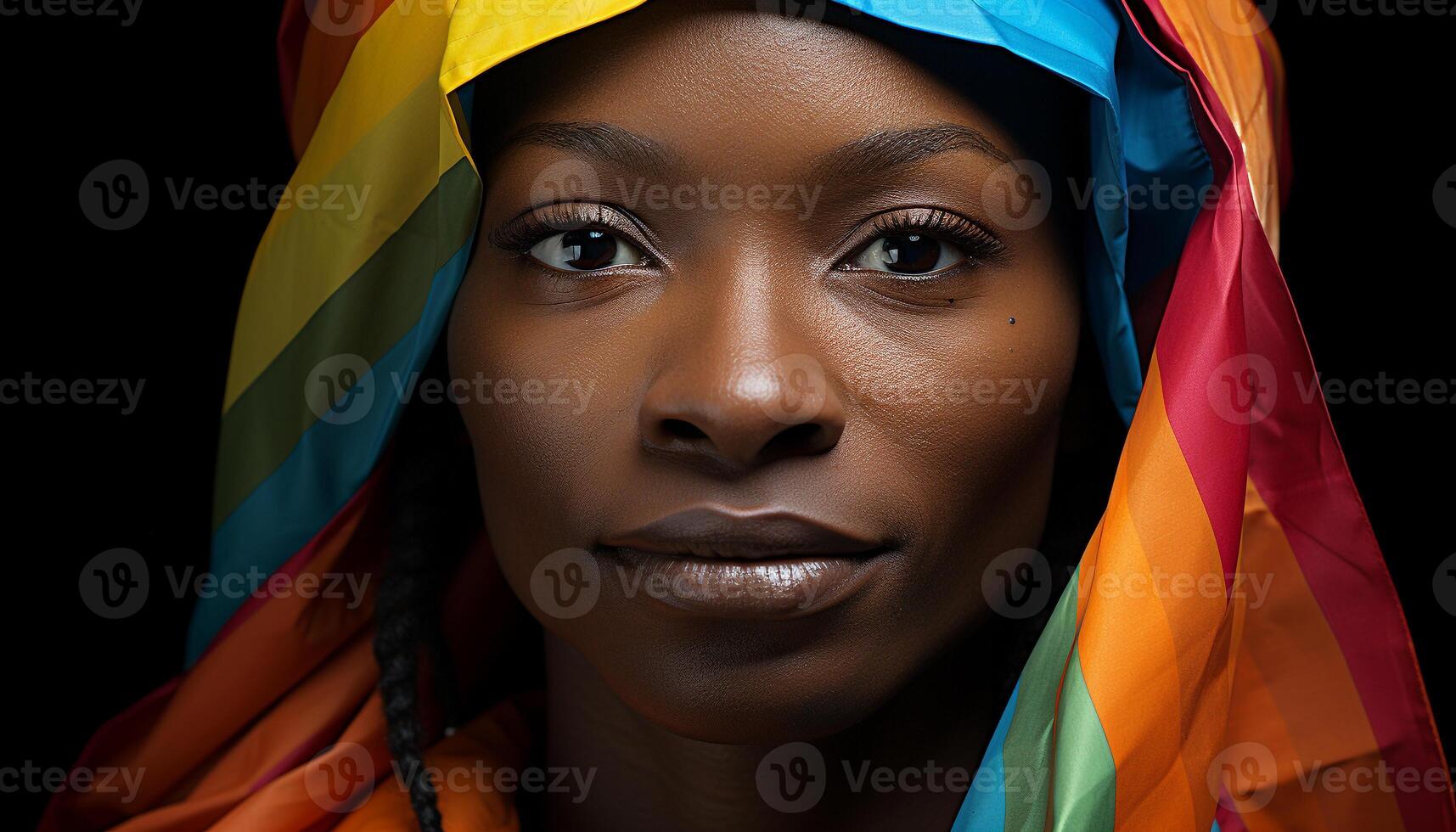 AI generated Beautiful young African woman in traditional clothing, looking confidently at camera generated by AI photo