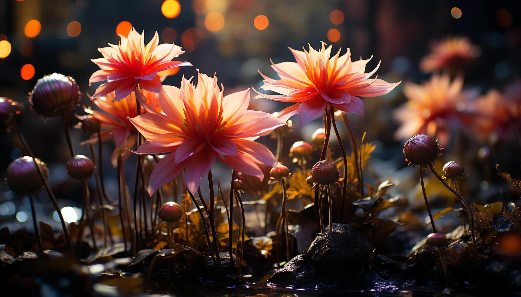 ai generado vibrante flores florecer, exhibiendo naturaleza belleza en un formal jardín generado por ai foto