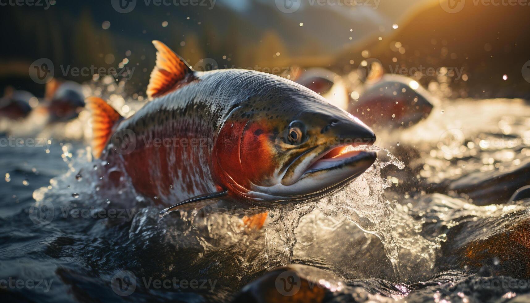 AI generated Close up of a fish in water, capturing the beauty of nature generated by AI photo