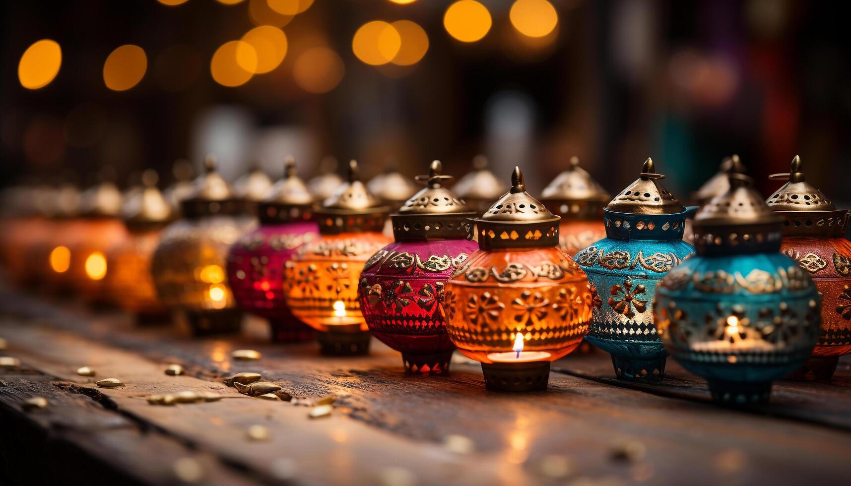 AI generated Ancient cultures celebrate spirituality with illuminated lanterns and candlelight generated by AI photo