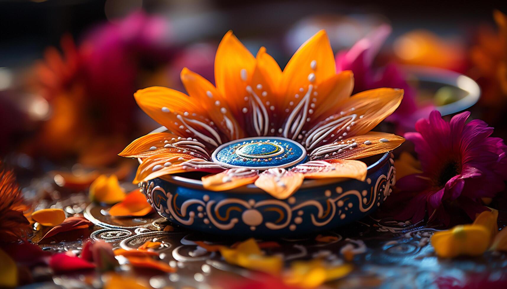 AI generated Lotus flower symbolizes spirituality and beauty in nature generated by AI photo