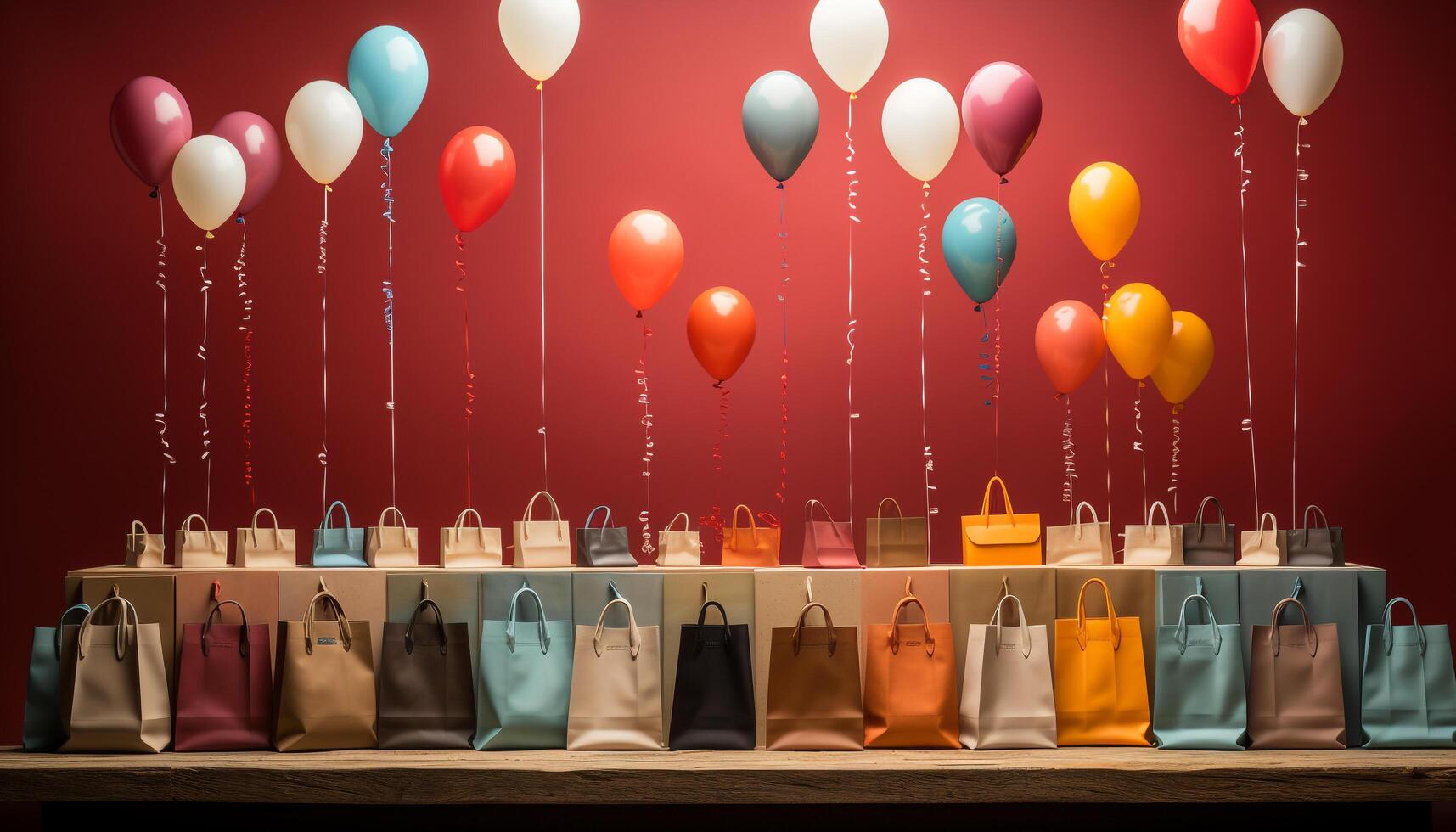 AI generated Large collection of colorful balloons in a vibrant party store generated by AI photo