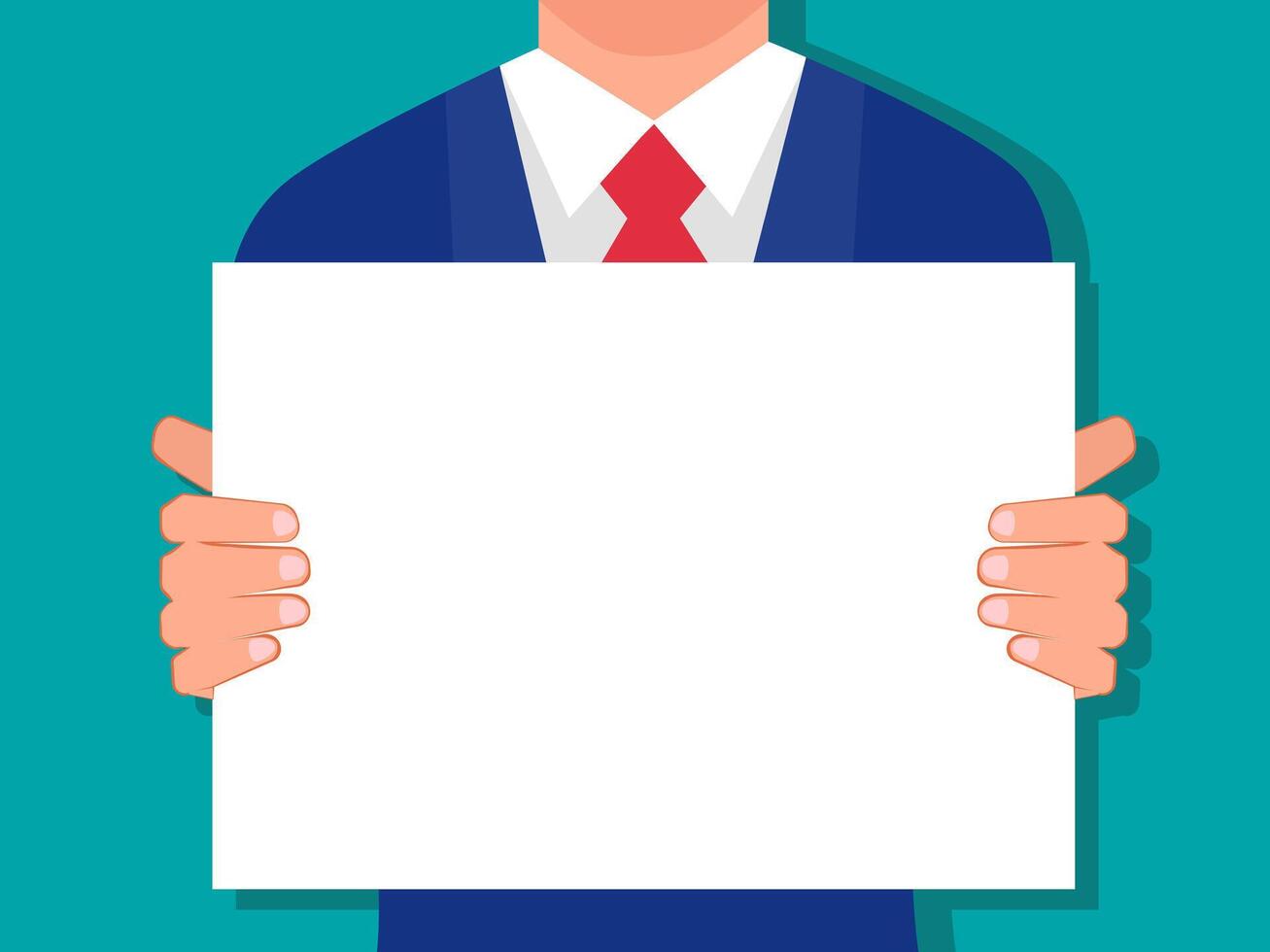 holding a blank sheet of paper. vector