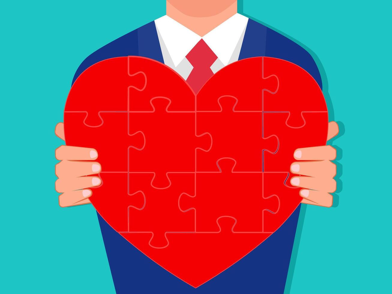 Businessman gives heart. Isolated on background vector