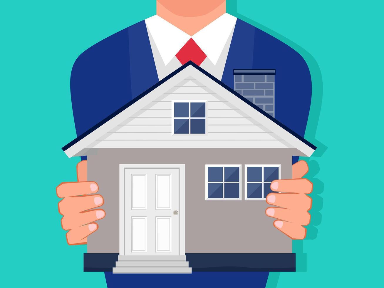 holding a house. Isolated on the background vector