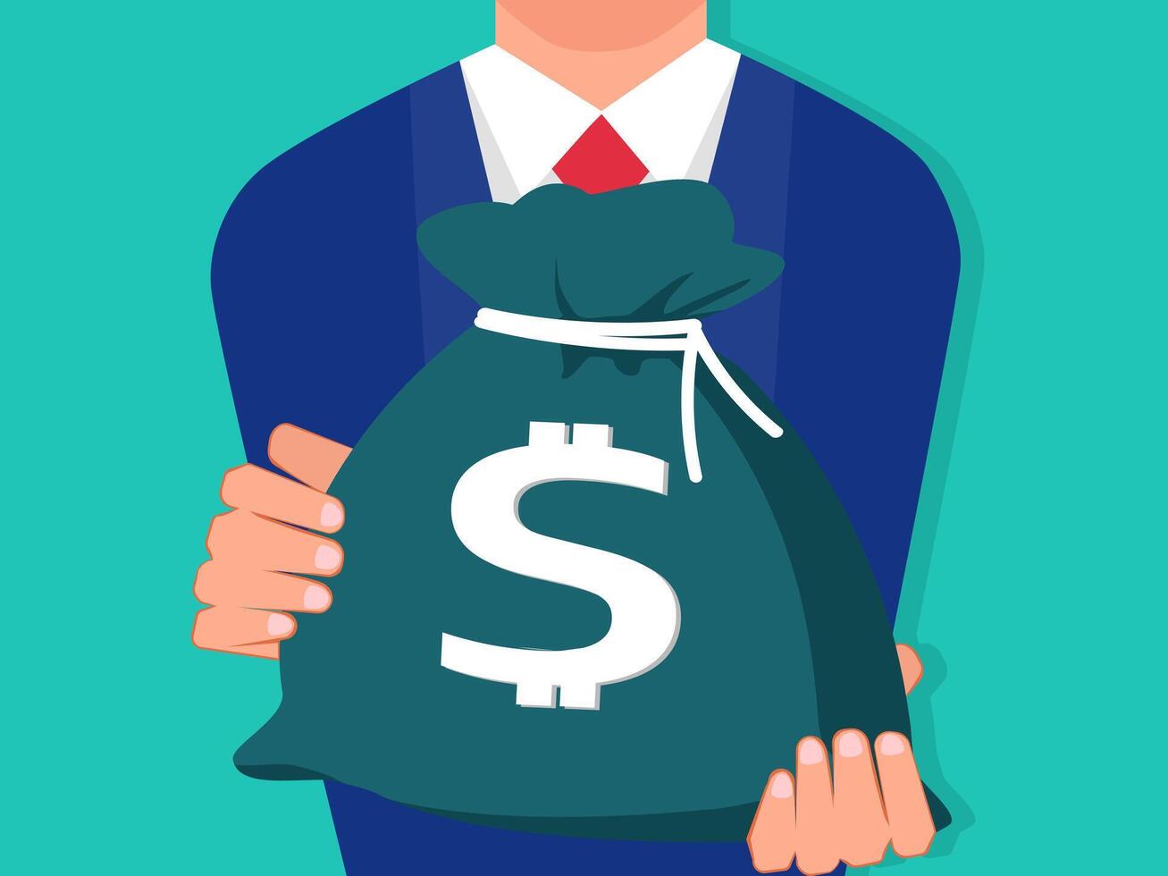 businessman gives a bag of money vector