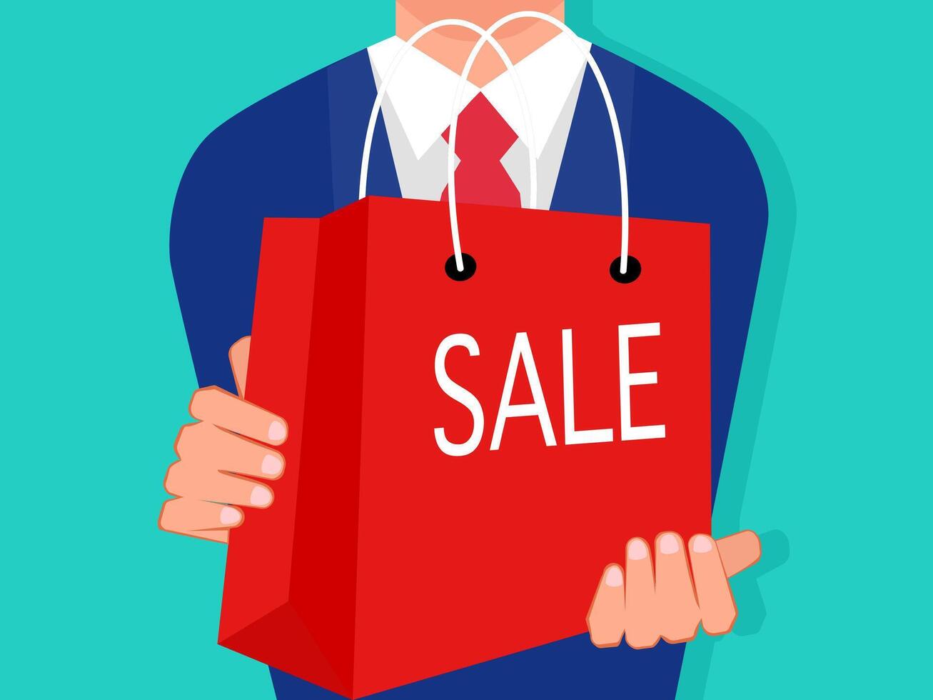 carrying a bag for sale. Isolated on the background vector