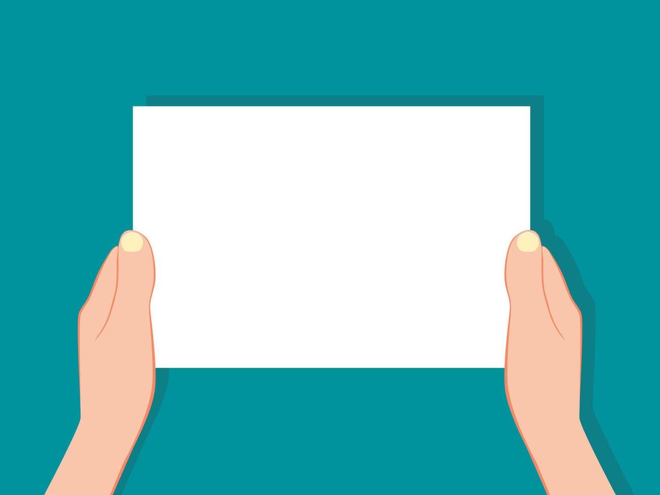 holding a blank sheet of paper. vector