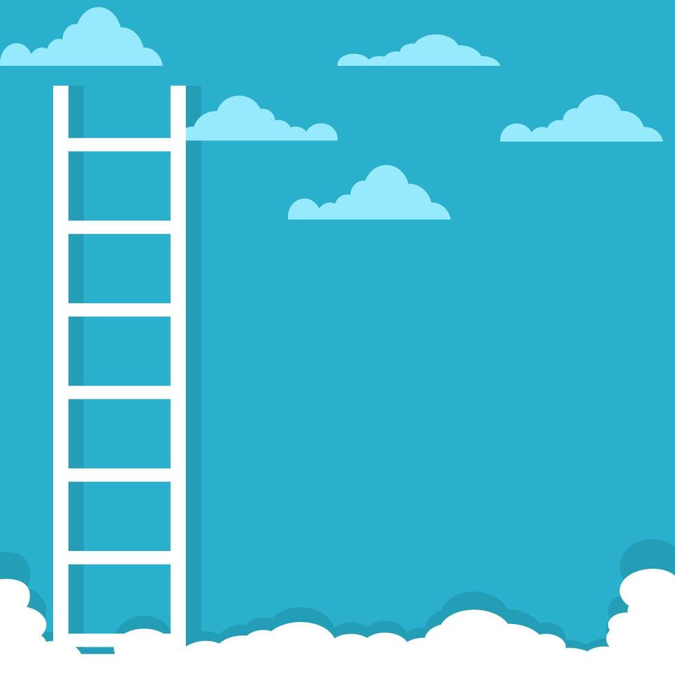 ladder and white clouds vector