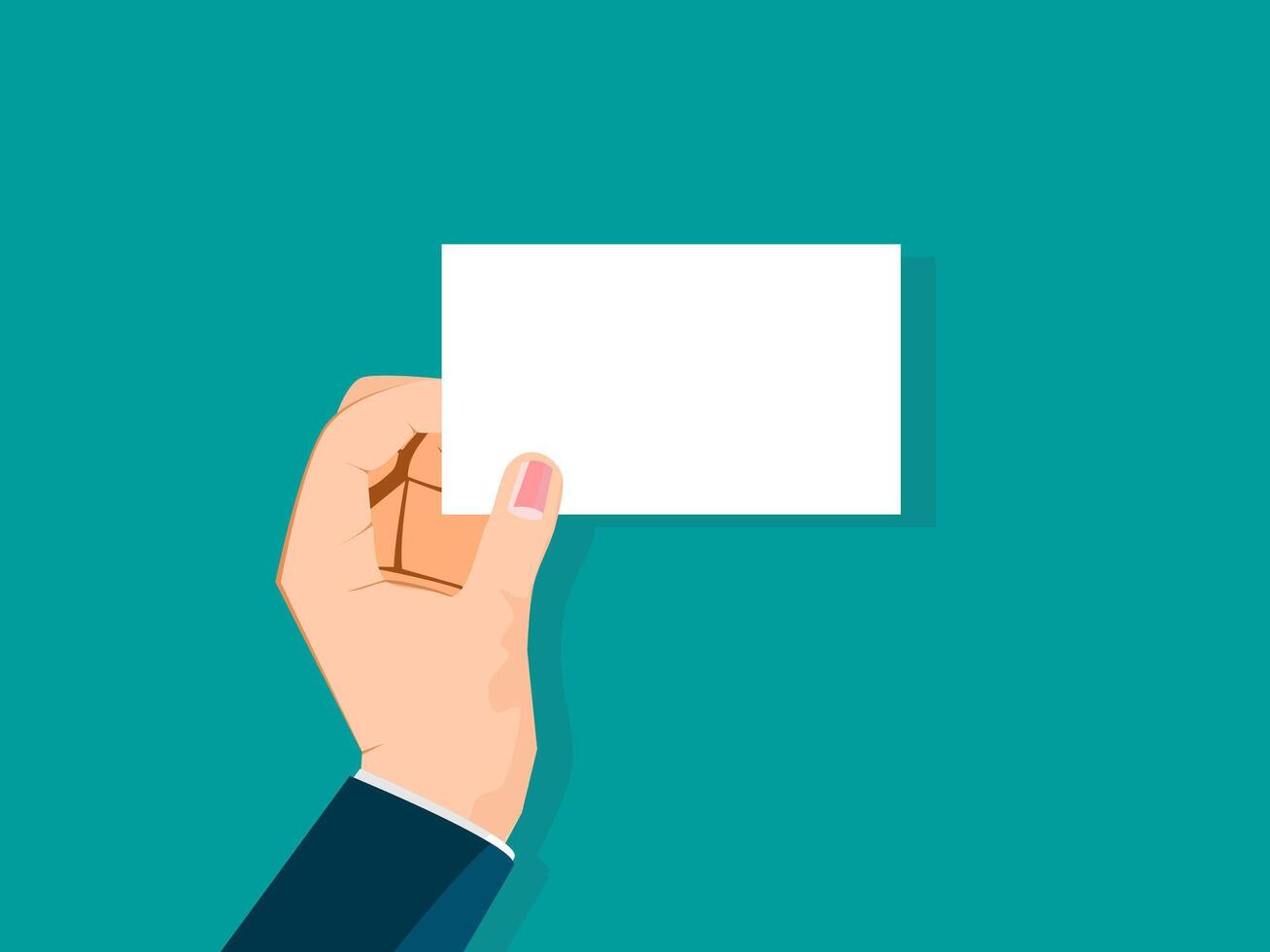 businessman hand holds a blank business card vector