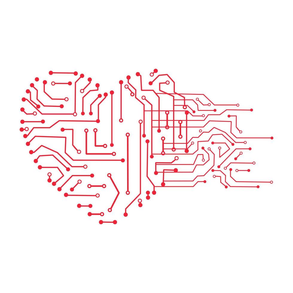 Heart circuit board technology pattern vector