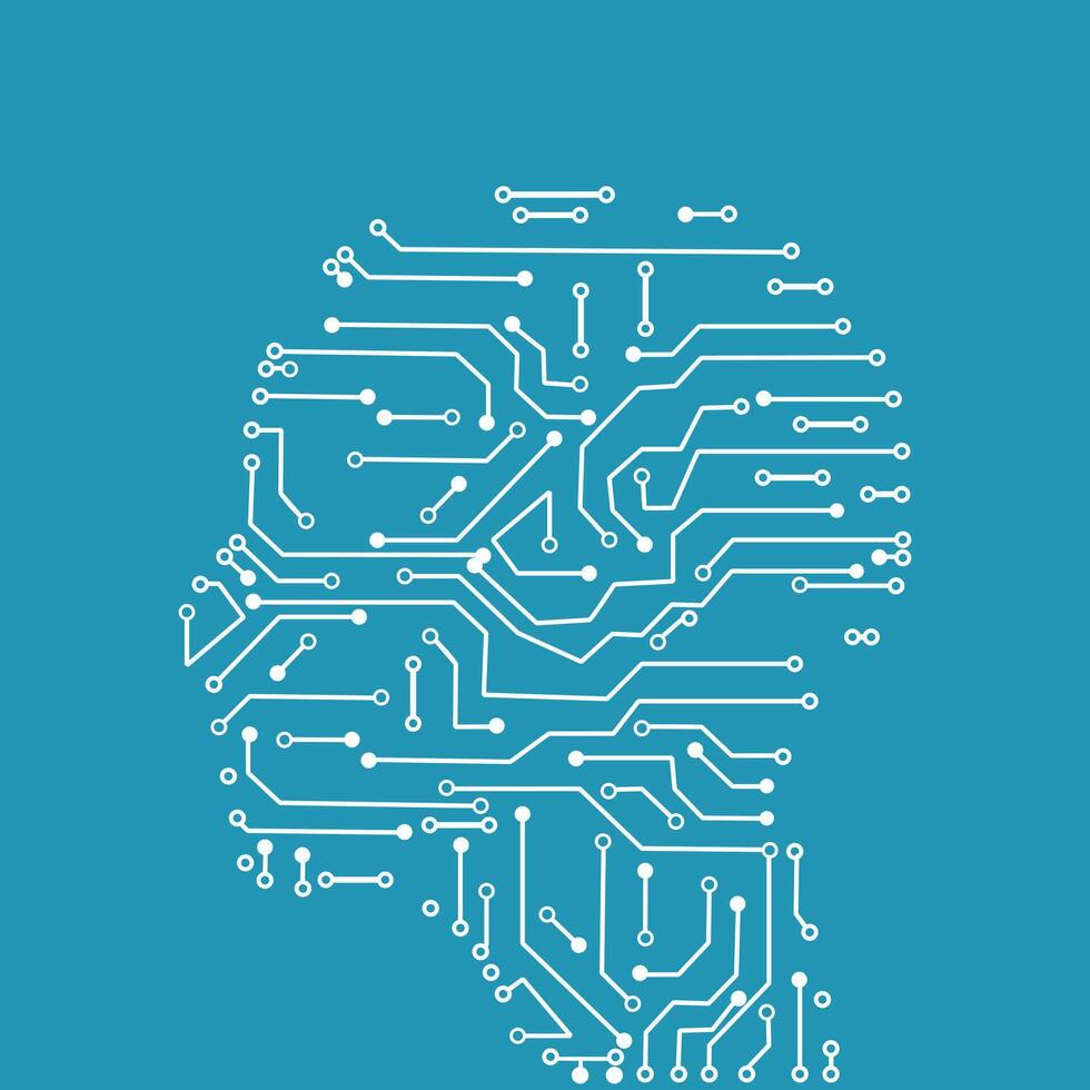 Circuit board technology in human heads. vector