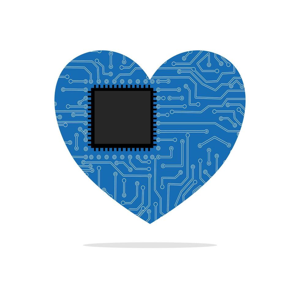 circuito tablero y el procesador en el corazón vector