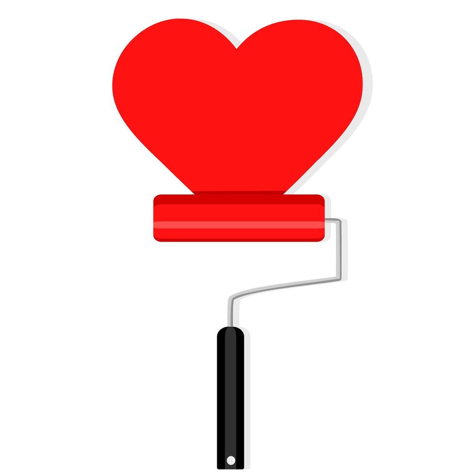 Take care of your heart with a paint roller vector