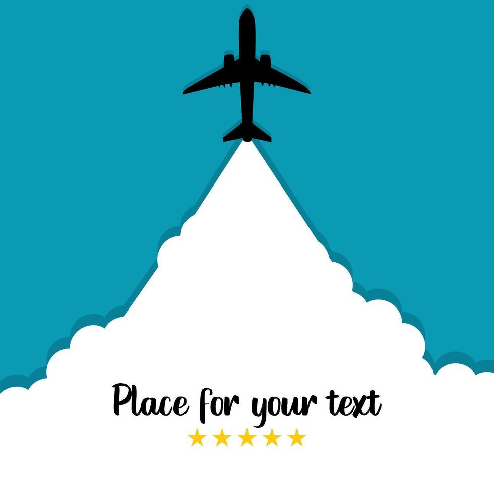 airplane flying in the sky with stars vector illustration