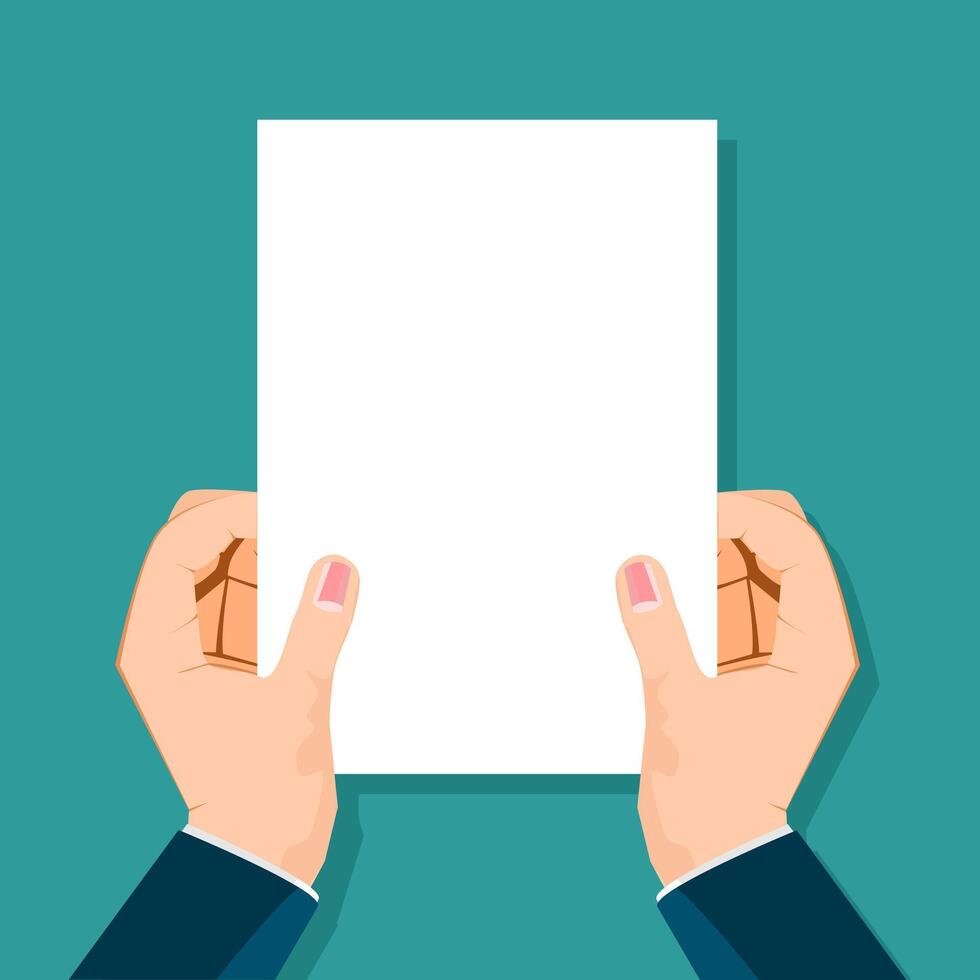 holding a blank sheet of paper. vector