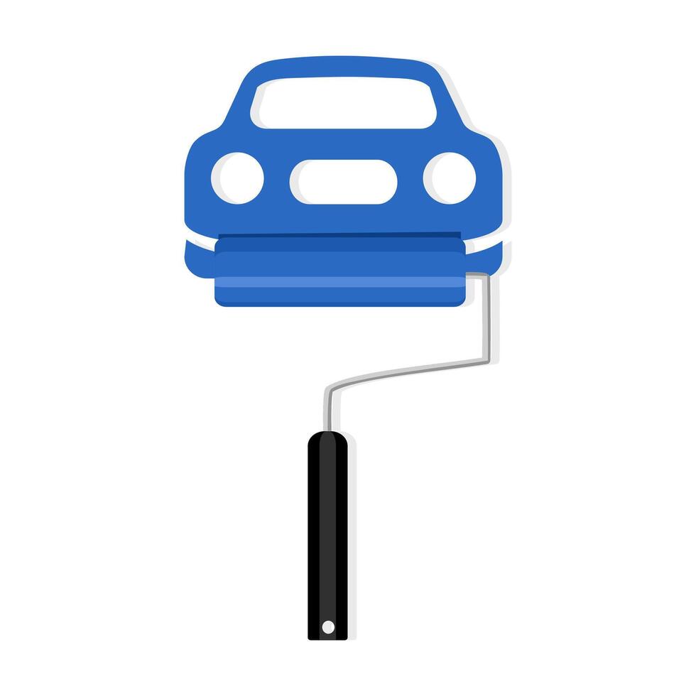coche renovación icono con pintar rodillo. pintura Servicio icono vector
