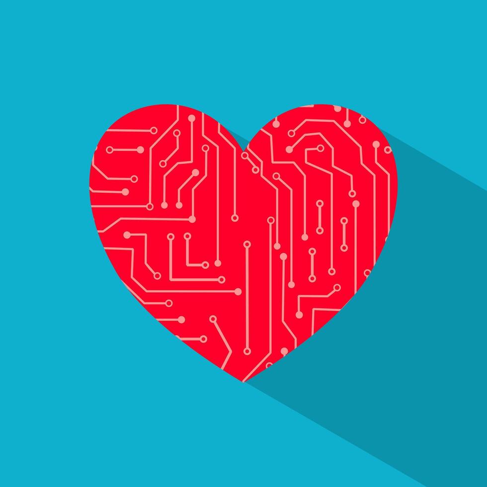 heart circuit board vector
