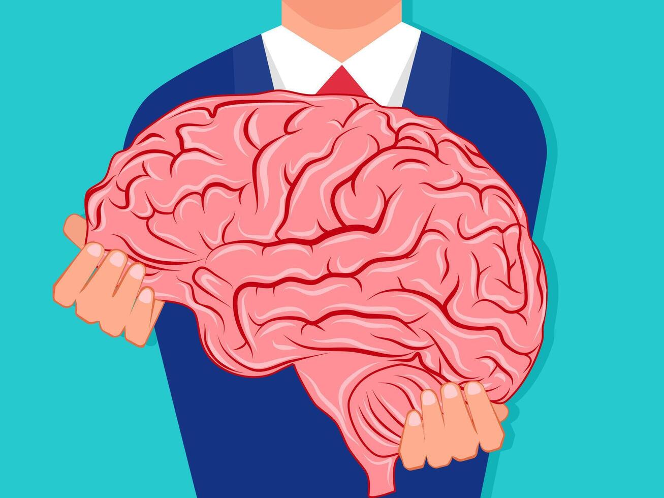 businessman give the brain a chest vector