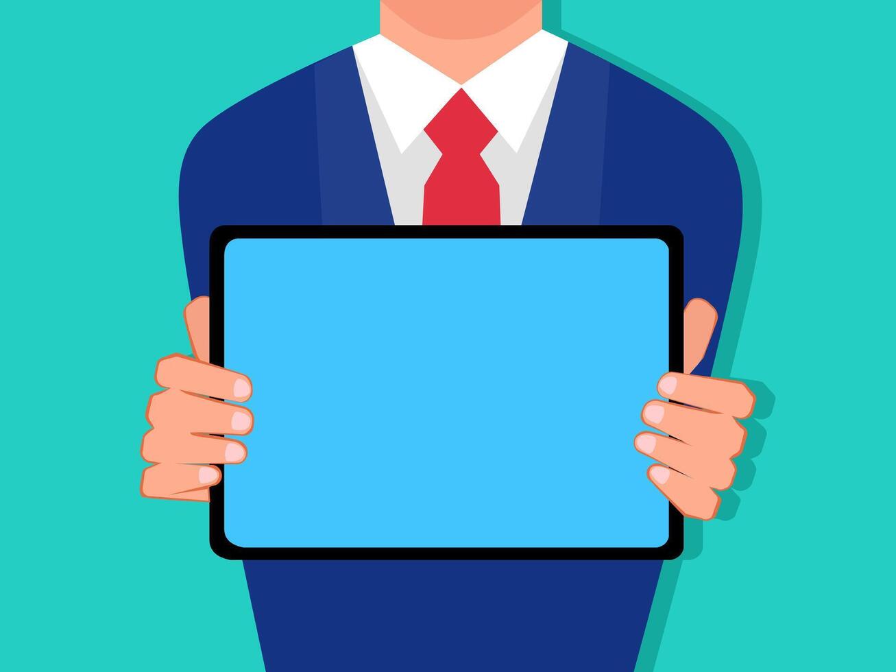 holding a tablet Isolated on the background vector