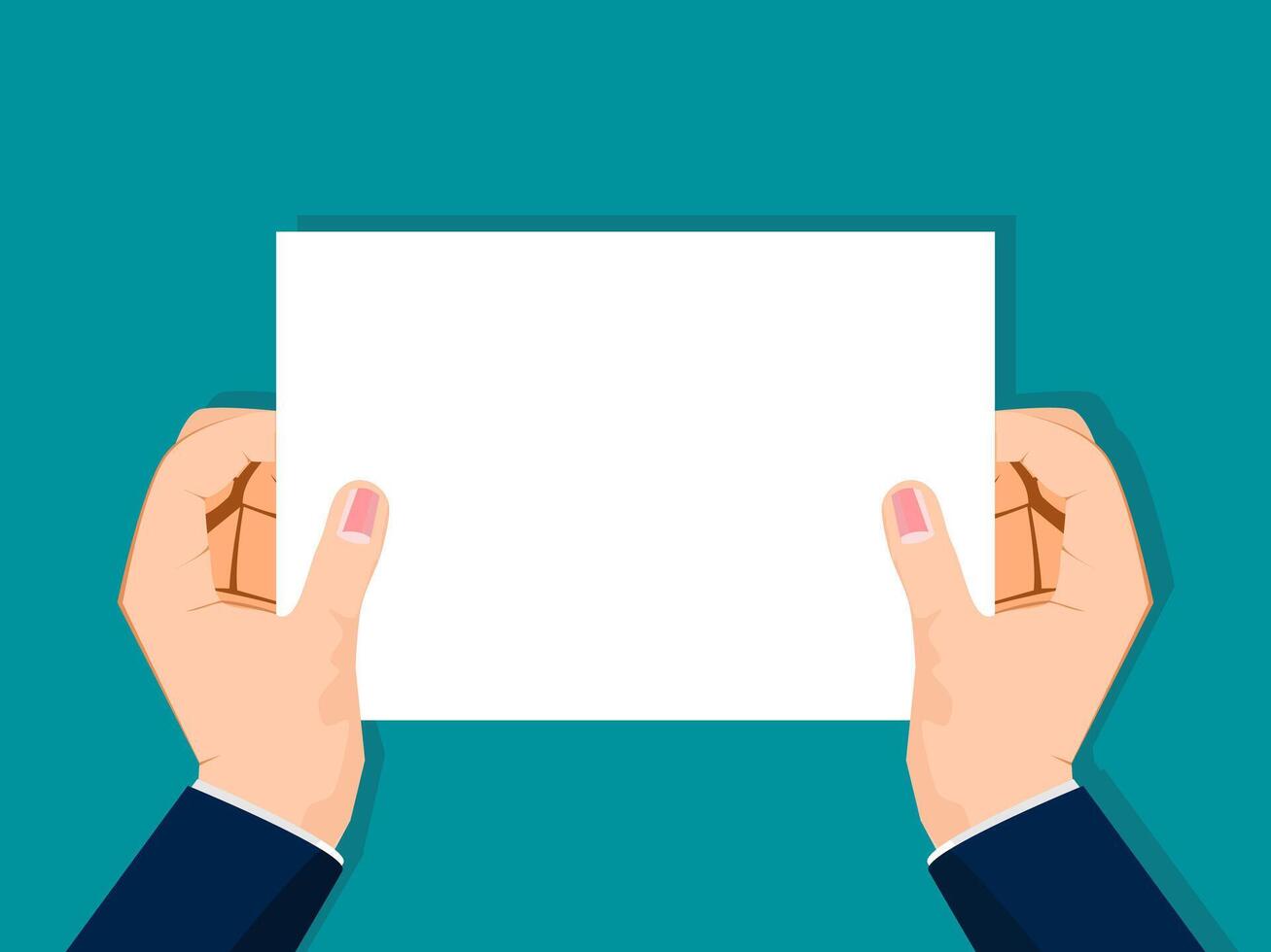 hands holding a blank sheet of paper vector
